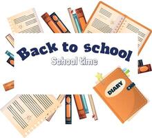 Back to school banner design. Modern illustration of colorful crayon pencils frame and text. Student, pupil. Trendy illustration for card, web banner design. vector