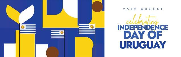 Uruguay Independence Day. 25th August celebrating Uruguay independence day cover banner with its flags and abstract art elements, shapes in its flag colours. The country become independent in 1825. vector