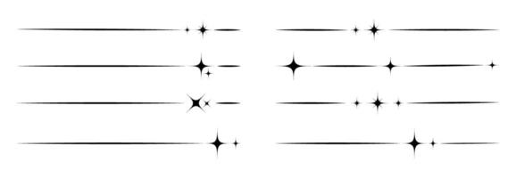 Minimalistic fashion lines with y2k stars in black color. Aesthetic retro element illustrated for banners, social media, poster design. vector