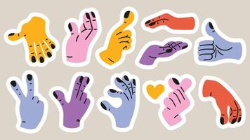 gesture signs from human hands. A set of fingers showing emotions and directions. gesture finger in flat design. communication expressions with hand sign in trendy style. vector