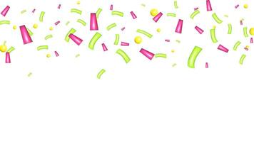3d Confetti Firecracker Ribbon Paper Element Set. Bright colored figures fly in different directions. Poster design postcard banner web design. . vector