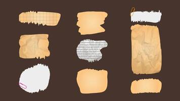 Paper and Elements scrapbooking Old torn crumpled. Different textures patterns ragged edges imitation of newspaper scraps. Old and crumpled scraps. illustration. vector