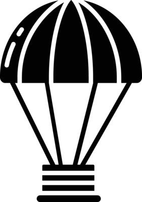 Parachute solid glyph illustration