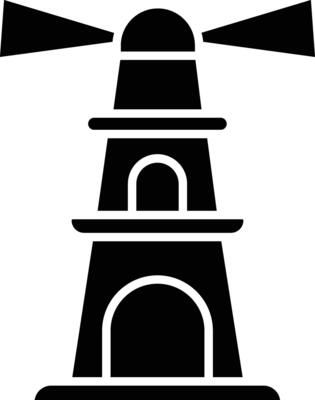 Lighthouse solid glyph illustration