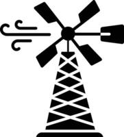 Windmill solid glyph illustration vector