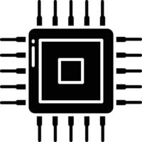 Microprocessor chip solid glyph illustration vector