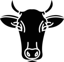 Cow face solid glyph illustration vector