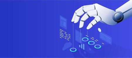 Ai Applications with robot hand concept illustration banner vector