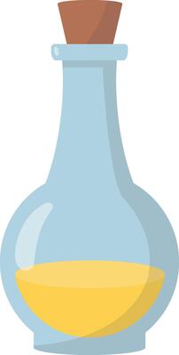 Magic Potion Bottle Isolated on White Background. Illustration in Cartoon Style.