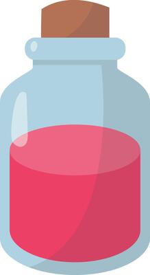 Magic Potion Bottle Isolated on White Background. Illustration in Cartoon Style.