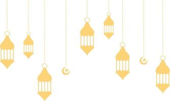 Ramadan Kareem Lantern Decoration with Moon and Star Ornament. Isolated on White Background. vector
