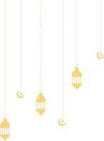 Ramadan Kareem Lantern Decoration with Moon and Star Ornament. Isolated on White Background. vector