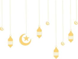 Ramadan Kareem Lantern Decoration with Moon and Star Ornament. Isolated on White Background. vector