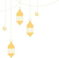 Ramadan Kareem Lantern Decoration with Moon and Star Ornament. Isolated on White Background. vector