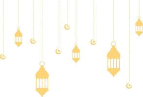 Ramadan Kareem Lantern Decoration with Moon and Star Ornament. Isolated on White Background. vector