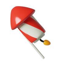 Holiday firework rocket 3d realistic icon. Minimal red and white three dimensional firecracker vector