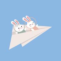 Rabbit with paper plane vector