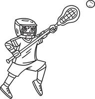 Lacrosse Player Chasing Ball Isolated Coloring vector