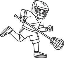Lacrosse Player Running Isolated Coloring Page vector