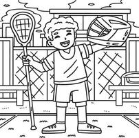 Lacrosse Player Holding Stick and Helmet Coloring vector