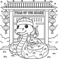 Year of the Snake with the Chinese Gate Coloring vector