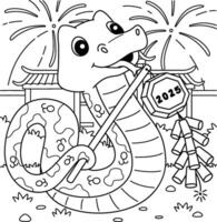 Year of the Snake Holding a Fireworks Coloring vector