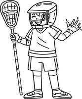 Lacrosse Player Waving Isolated Coloring Page vector