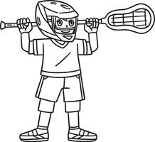 Lacrosse Player with Stick Isolated Coloring Page vector
