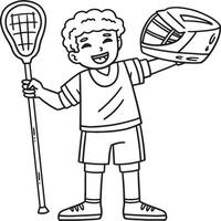 Lacrosse Player Holding Stick and Helmet Isolated vector