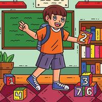 First Day of School Child Number Blocks Colored vector
