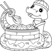 Year of the Snake with Chinese Dumplings Isolated vector