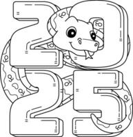 2025 Year of the Snake Isolated Coloring Page vector