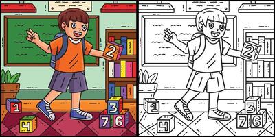 First Day of School Child Number Block vector