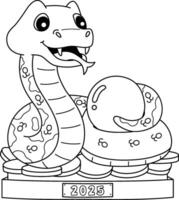 Year of the Snake Statue Isolated Coloring Page vector