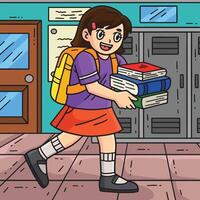 First Day of School Child with Text Books Colored vector