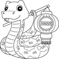 Year of the Snake Holding a Lantern 2025 Isolated vector