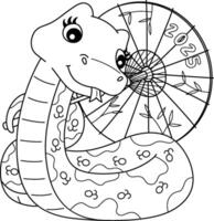Year of the Snake with Chinese Umbrella Isolated vector