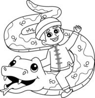 Year of the Snake with Chinese Boy Isolated vector