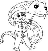 Year of the Snake Chinese Boy with Float Isolated vector