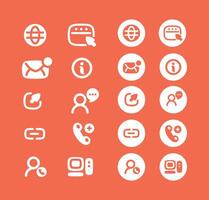 Collection of Contact Icons. Perfect for Communication and Networking Designs. Essential Icons. Phone, Email, Address, Chat. vector