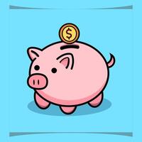 Illustration of a cute piggy bank in cartoon style, suitable for children's education vector