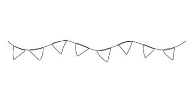 One line flags garland sketch. Hand drawn elements. continuous outline illustration vector