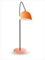 A floor lamp with a yellow lampshade stands on the floor. vector