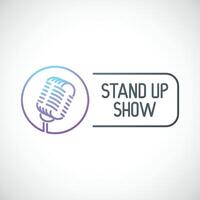 Stan up show emblem with retro microphone. vector