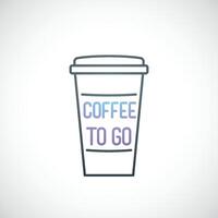 Coffee to go emblem in simple line style. vector