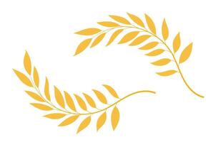 Golden Laurel branch in flat style. Element for graduation, award, win, success design isolated on white background. vector