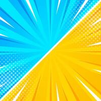 Bright orange and blue comic-style background. Comic sunburst effect background with halftone. Suitable for templates, sale banners, events, ads, web and pages vector
