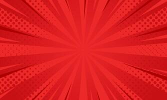 Red comic sunburst effect background with halftone. pop art comic-style background. Suitable for templates, sale banners, events, ads, web and pages vector