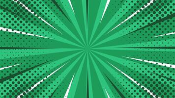 Green pop art comic sunburst effect background with halftone. Cartoon abstract background. Suitable for templates, sales banners, events, ads, web, and pages vector