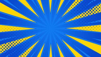 Blue pop art comic sunburst effect background with halftone. Cartoon abstract background. Suitable for templates, sales banners, events, ads, web, and pages vector